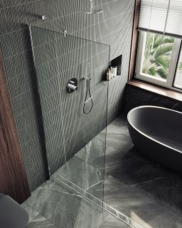 Душевая перегородка MaybahGlass MGD-695-5ш 79см хром матовый